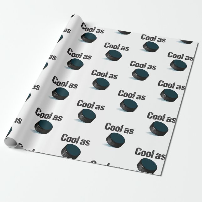 Cool as Puck Hockey Wrapping Paper (Unrolled)