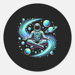 Cool Astronaut Meditating In Space Yoga Meditation Classic Round Sticker