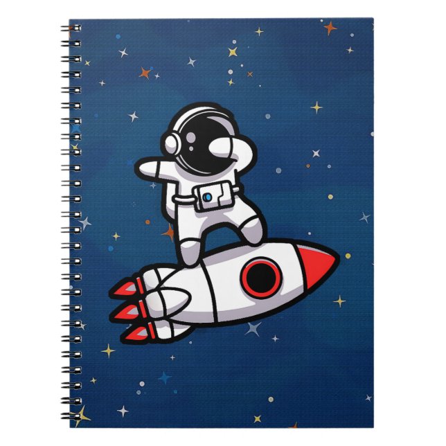Cool Astronaut On The Rocket Notebook (Front)