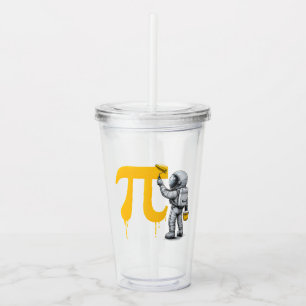 Cool Astronaut Painting Pi Symbol Pi Day Acrylic Tumbler