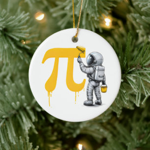 Cool Astronaut Painting Pi Symbol Pi Day  Ceramic Ornament