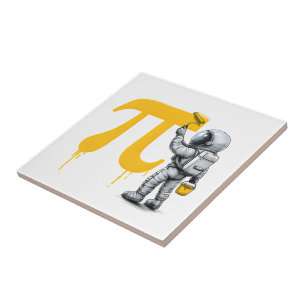 Cool Astronaut Painting Pi Symbol Pi Day  Ceramic Tile