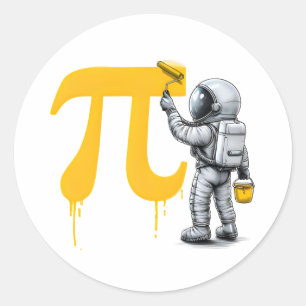 Cool Astronaut Painting Pi Symbol Pi Day Classic Round Sticker