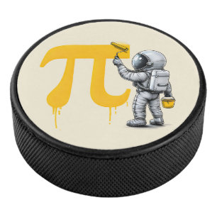 Cool Astronaut Painting Pi Symbol Pi Day Hockey Puck
