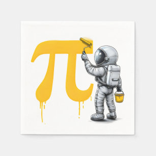 Cool Astronaut Painting Pi Symbol Pi Day  Napkin