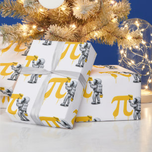 Cool Astronaut Painting Pi Symbol Pi Day  Wrapping Paper