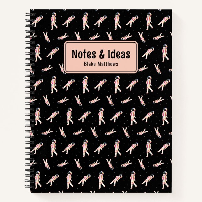 Cool Astronauts Floating In Space Custom Notebook (Front)