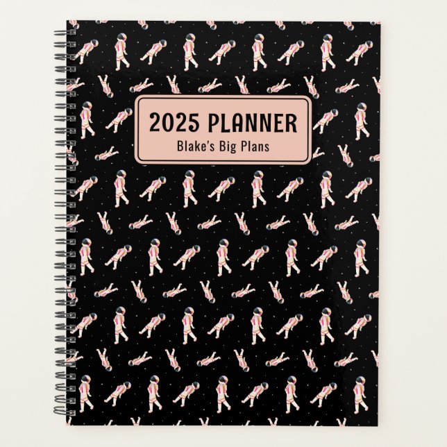 Cool Astronauts Floating In Space Custom Planner (Front)