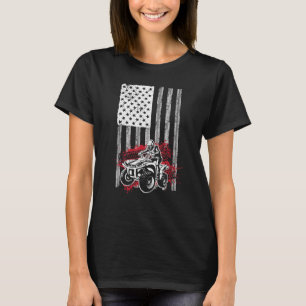 Cool ATV For Men Women Quad Racing Squad USA Flag T-Shirt