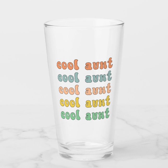 Cool Aunt Modern Retro Cute Gifts for Auntie Glass (Front)