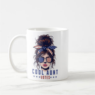 Cool Aunt Votes Vintage Messy Hair Lady Election Coffee Mug