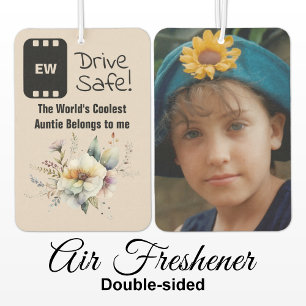 Cool Auntie add photo drive safe floral black Car Air Freshener