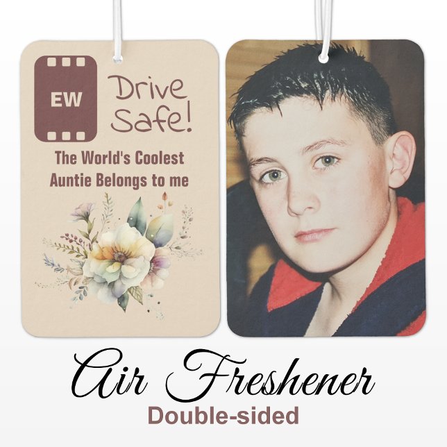 Cool Auntie add photo drive safe floral burgundy Car Air Freshener (Creator Uploaded)