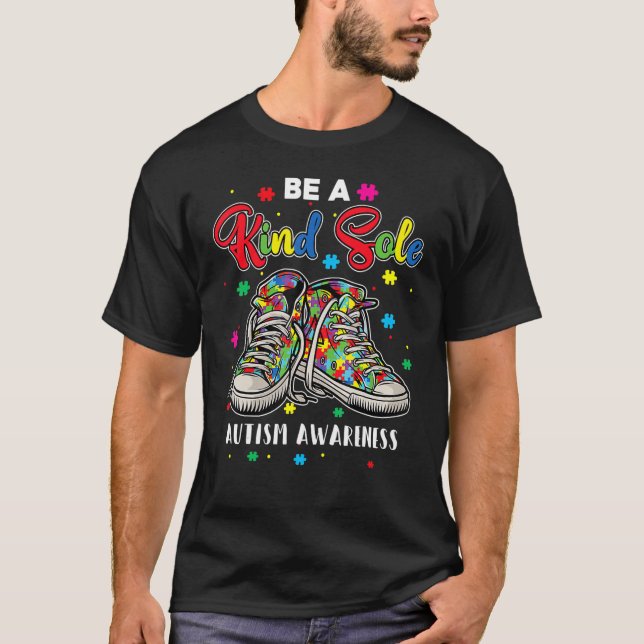 Cool Autism Awareness Be A Kind Sole Rainbow Sneak T-Shirt (Front)