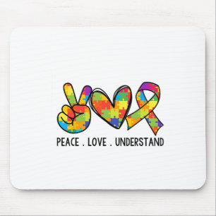 Cool Autism Support Peace Love Understand Autism A Mouse Pad