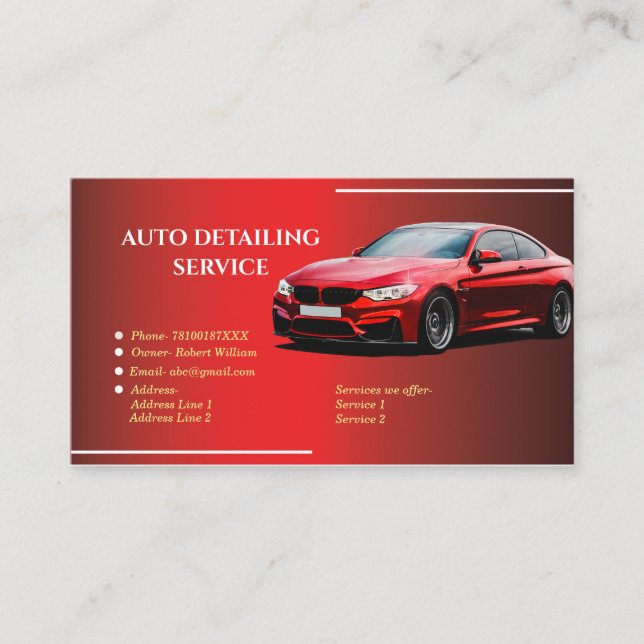 Cool Auto detailing service Business Cards  (Front)