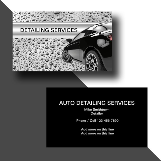 Cool Auto Detailing Water Drops Design Business Card (Creator Uploaded)