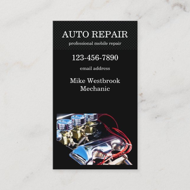 Cool Auto Repair Service Business Card (Front)