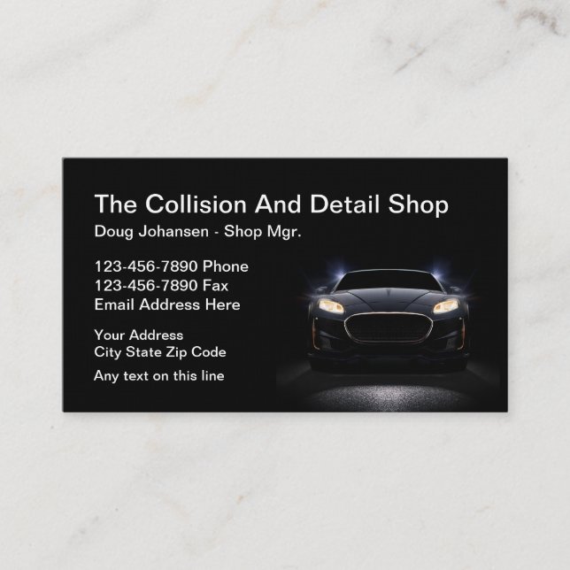 Cool Automotive Collision Auto Body Shop Business Card (Front)
