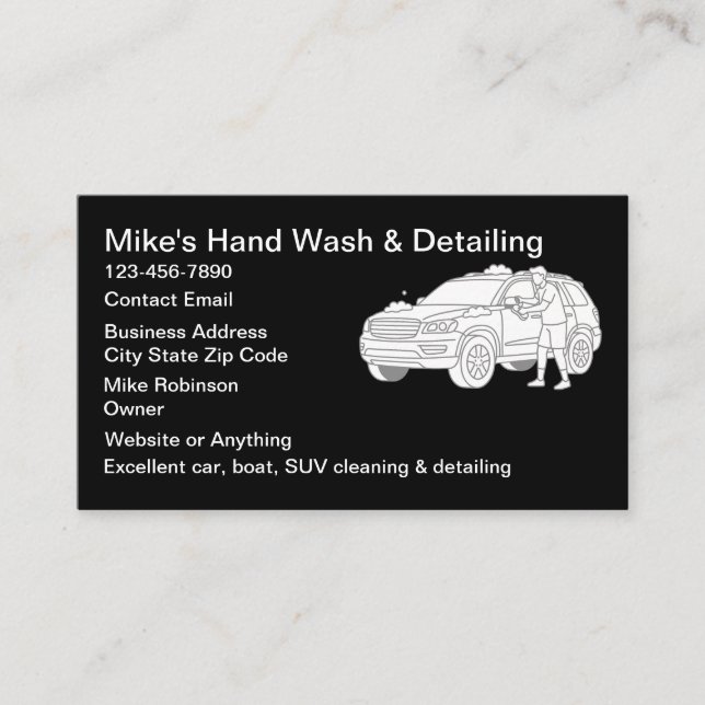Cool Automotive Detailing Car Cleaning Business Card (Front)