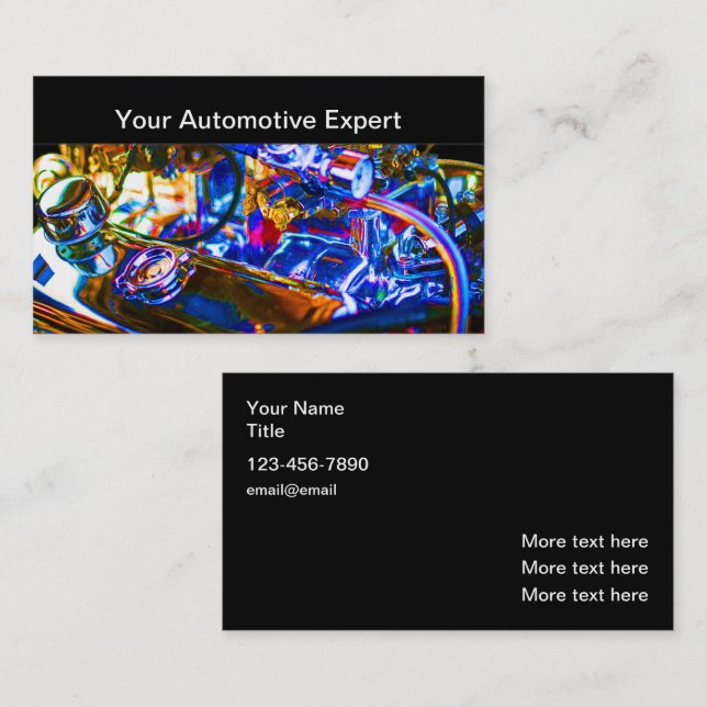 Cool Automotive Engine Theme Business Card (Front/Back)