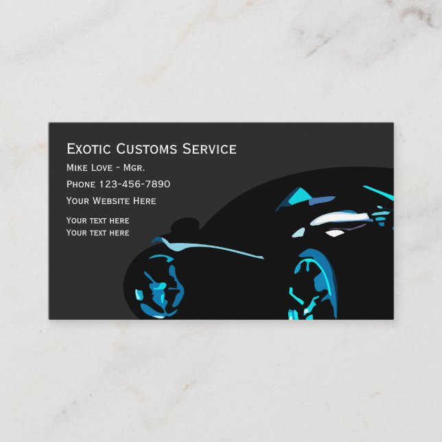 Cool Automotive Exotic Car Business Card (Front)