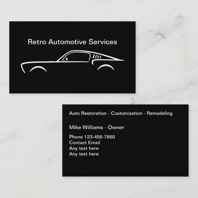 Cool Automotive Restoration Services Business Card (Front/Back)