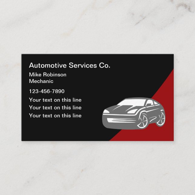 Cool Automotive Services Business Cards (Front)