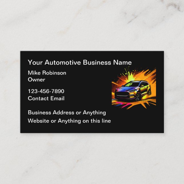 Cool Automotive Services Business Cards Design (Front)