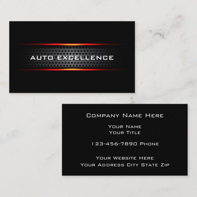 Cool Automotive Services Modern  Business Card (Front/Back)