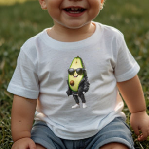 Cool Avocado Cartoon with Sunglasses Funny Baby T-Shirt