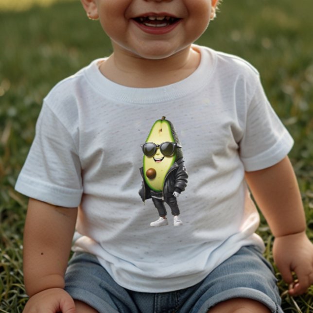 Cool Avocado Cartoon with Sunglasses Funny  Baby T-Shirt (Creator Uploaded)