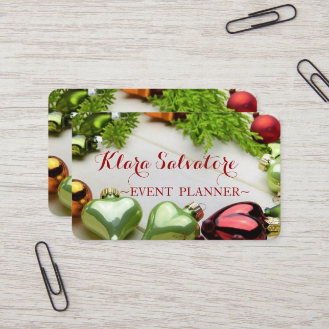 Cool Awesome Christmas Ornaments Wreath  Business Card (Front/Back In Situ)