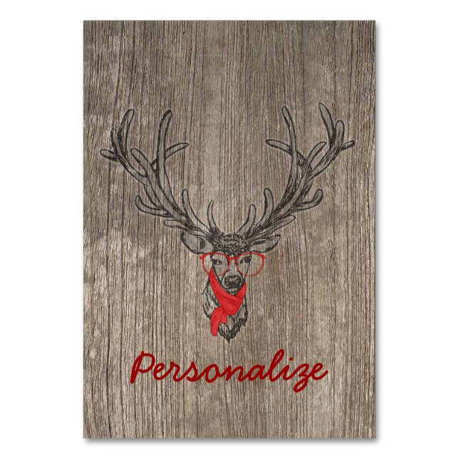 Cool awesome funny trendy deer sketch table number (Front)