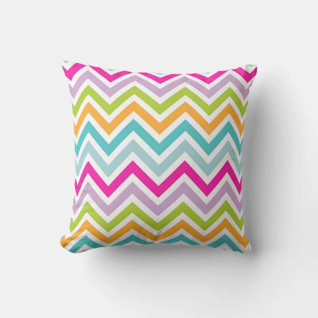 Cool awesome trendy bright colours chevron zigzag cushion (Front)