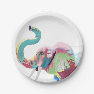 Cool awesome trendy colourful vibrant elephant paper plate