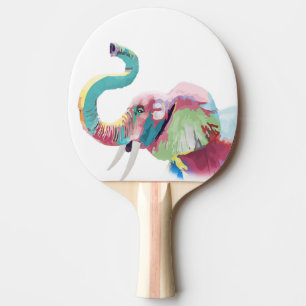 Cool awesome trendy colourful vibrant elephant ping pong paddle
