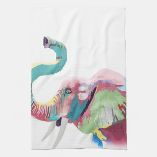 Cool awesome trendy colourful vibrant elephant tea towel