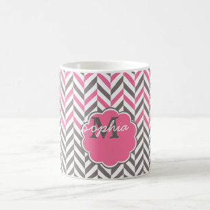 Cool awesome trendy monogram herringbone zigzag coffee mug
