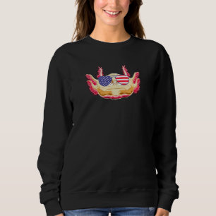 Cool Axolotl Wearing Usa Flag Sunglasses Us Americ Sweatshirt