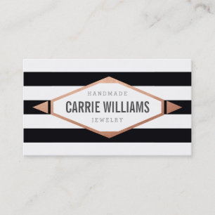 COOL AZTEC BOHO LOG striped simple black rose gold Business Card
