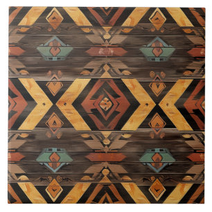 Cool Aztec faux wood Ceramic Tile
