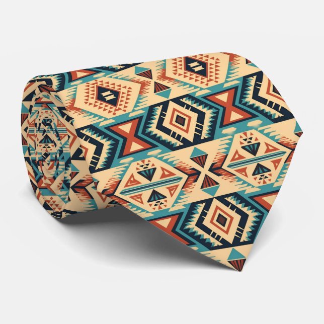 Cool Aztec Western tiled pattern neck tie (Rolled)