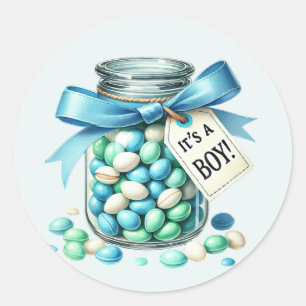 Cool baby boy shower classic round sticker