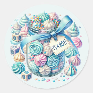 Cool baby boy shower sweet  classic round sticker