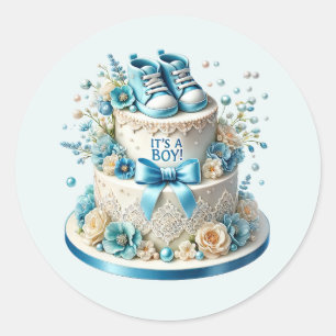Cool baby boy shower sweet  classic round sticker