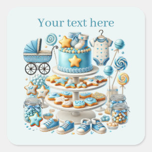 Cool baby boy shower sweet square sticker