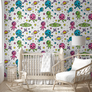 Cool baby boy space alien tiled wallpaper