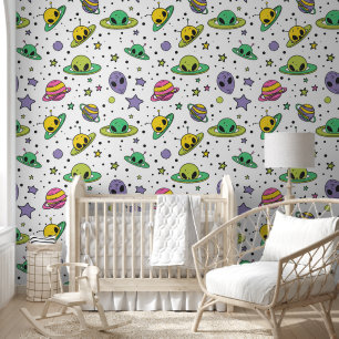 Cool baby boy space alien tiled  wallpaper
