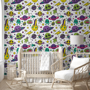 Cool baby boy space alien tiled  wallpaper